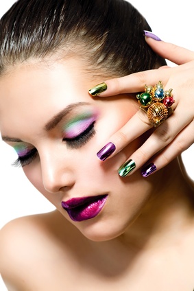 Fashion Beauty. Manicure and Make-up. Nail Art